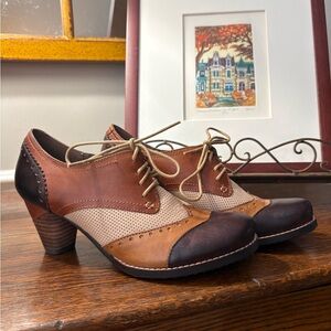 Spring Step L’Artiste Leather Oxford Heels Women EU 39 Brown Multi Lace-Up